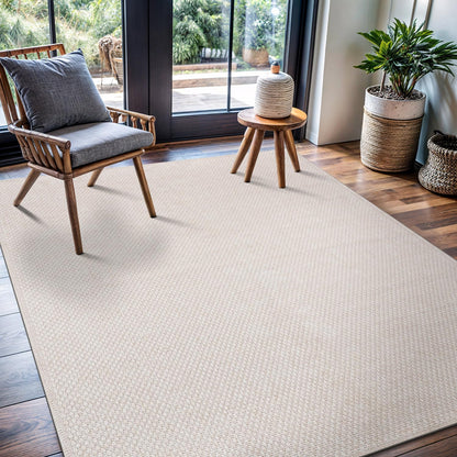 CAMILSON Easy Jute Rug 6x9, Indoor Outdoor Off-White Farmhouse Area Rugs for Living Room Patio and Kitchen Rug, Solid Woven Design, Easy-Cleaning, Washable Outside Carpet Alfombras (6 x 9)