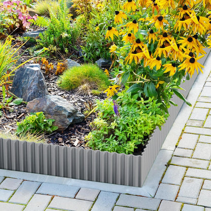 LAVEVE Corrugated Metal Garden Edging 6" x 40Ft, Landscape Edging Border for Lawn, Flower Bed, Garden Fence, Paver Edging (Light Gray)