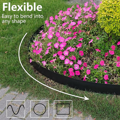 Landscape Edging 4 Inch Tall 150FT with 160Pcs Metal Spikes, Plastic Garden Edging Border Landscape Edging Border Lawn Edging for Landscaping, Flower Bed, Yard