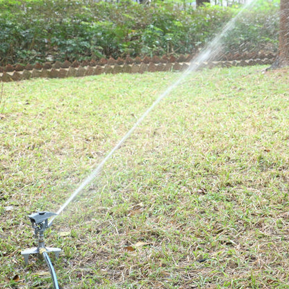 STYDDI Professional Heavy Duty Pulsating Sprinkler on Metal 3-Pronged Step Spike, Metal Pro Adjustable Circular Sprinkler for Large to Extra Large Yard, Areas, Lawn, Coverage up to 8500 Sq.FT