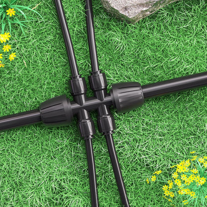 4 Packs 1/2''to 1/4''Barbed Tee Quick Connector,Drip Irrigation Fittings for 4-Way Connector