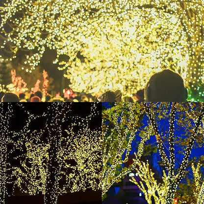 WATERGLIDE Extra Long 328 FT Fairy String Lights, 1000 LED Outdoor Green Wire Christmas Lights, Plug in Mini Light 8 Modes & Waterproof for Outside Xmas Tree Holiday Wedding Party Decor, Warm White