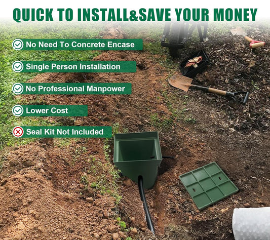 16x16x16in Underground Splice Boxes with Fiberglass Solid Cover,In Ground Pull Box Deep Enclosure Distribution Pit Electrical Junction Boxes Drillable Precast Tapered Pit for Cable Wiring