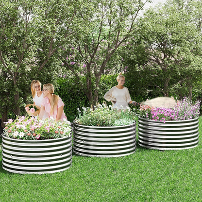 4 Pack 2x2FT Round Galvanized Raised Garden Bed Outdoor,Metal Garden Bed for Vegetables,Steel Raised Beds for Gardening,Above Ground Garden Box for Flower