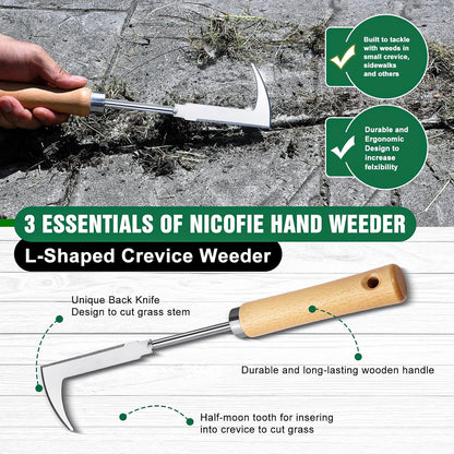 Hand Weeder Tool Garden Weeding Tool, Uprooting Weeding Tool Gardening Weeder Tool, Stainless Steel Gardening Tools for Yard and Garden, 2 Pcs