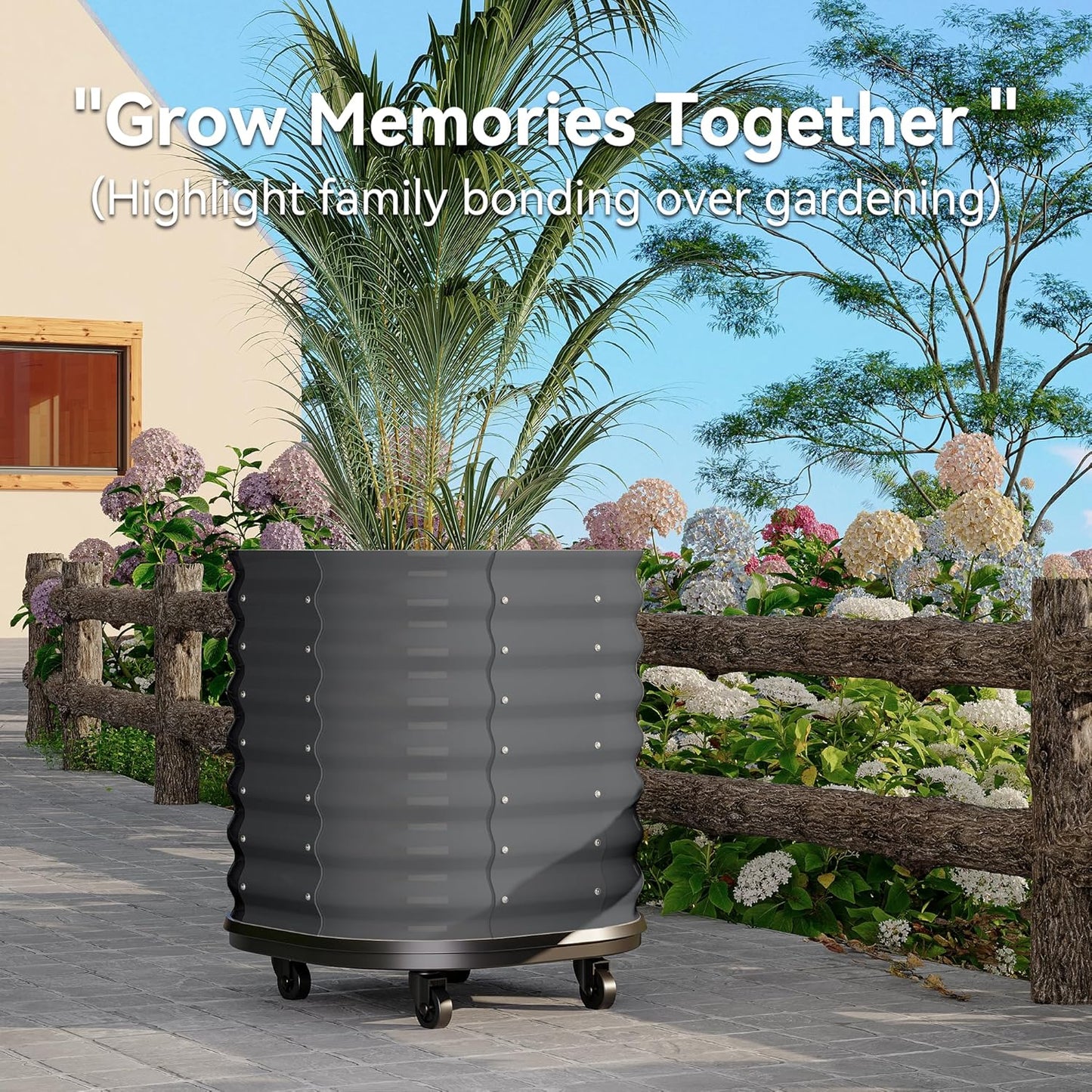 24x24x28in Galvanized Raised Garden Bed with Wheels & Water Reservoir – Durable Outdoor Planter Box, Elevated Raised Beds for Gardening, Portable Garden Box for Indoor/Outdoor Plants, Gray