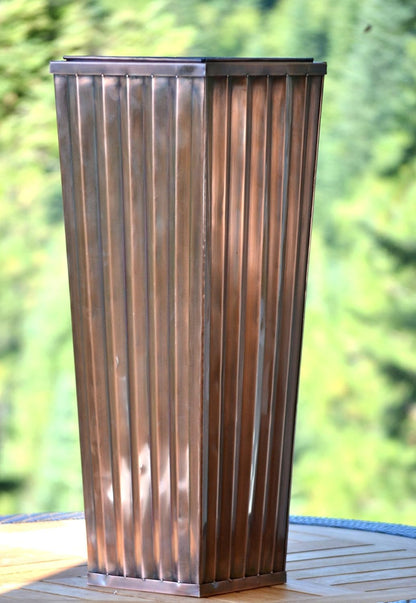 H Potter Tall Outdoor Indoor Planter Patio Deck Flower Ribbed Garden Antique Copper Finish Large