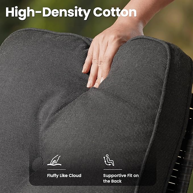 ovios 5 Pieces Patio Furniture Set, Outdoor Wicker Sofa with Swivel Chairs, Coffee Table, All Weather High Back Rattan Loveseat Couch with Comfy Cushions, Black