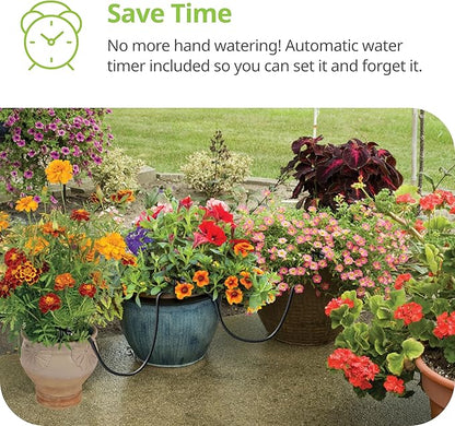 Raindrip R560DP Automatic Drip Irrigation Watering Kit with Timer for Containers and Hanging Baskets, Waters up to 20 Plants, Includes Timer with Customizable Settings and 20 PC Drippers Black