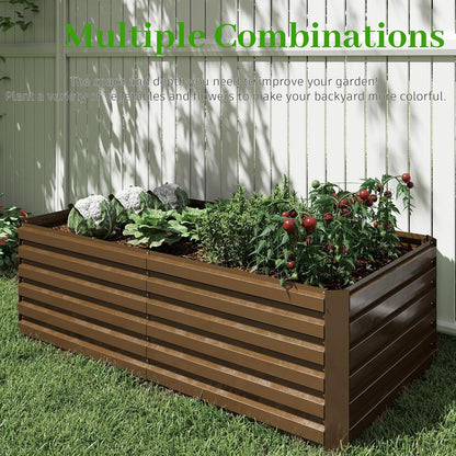 8x4x2 ft Outdoor Raised Garden Bed, Large Metal Planter Raised Beds, Planters for Outdoor Plants for Vegetables, Flowers, Herbs, Fruits, and Succulents.(2 Pcs)