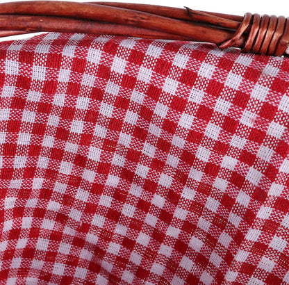 KINJOEK Wicker Woven Basket, Multipurpose Natural Willow Basket with Handle Premium Linen Cotton Cloth Lining for Storage and Decoration