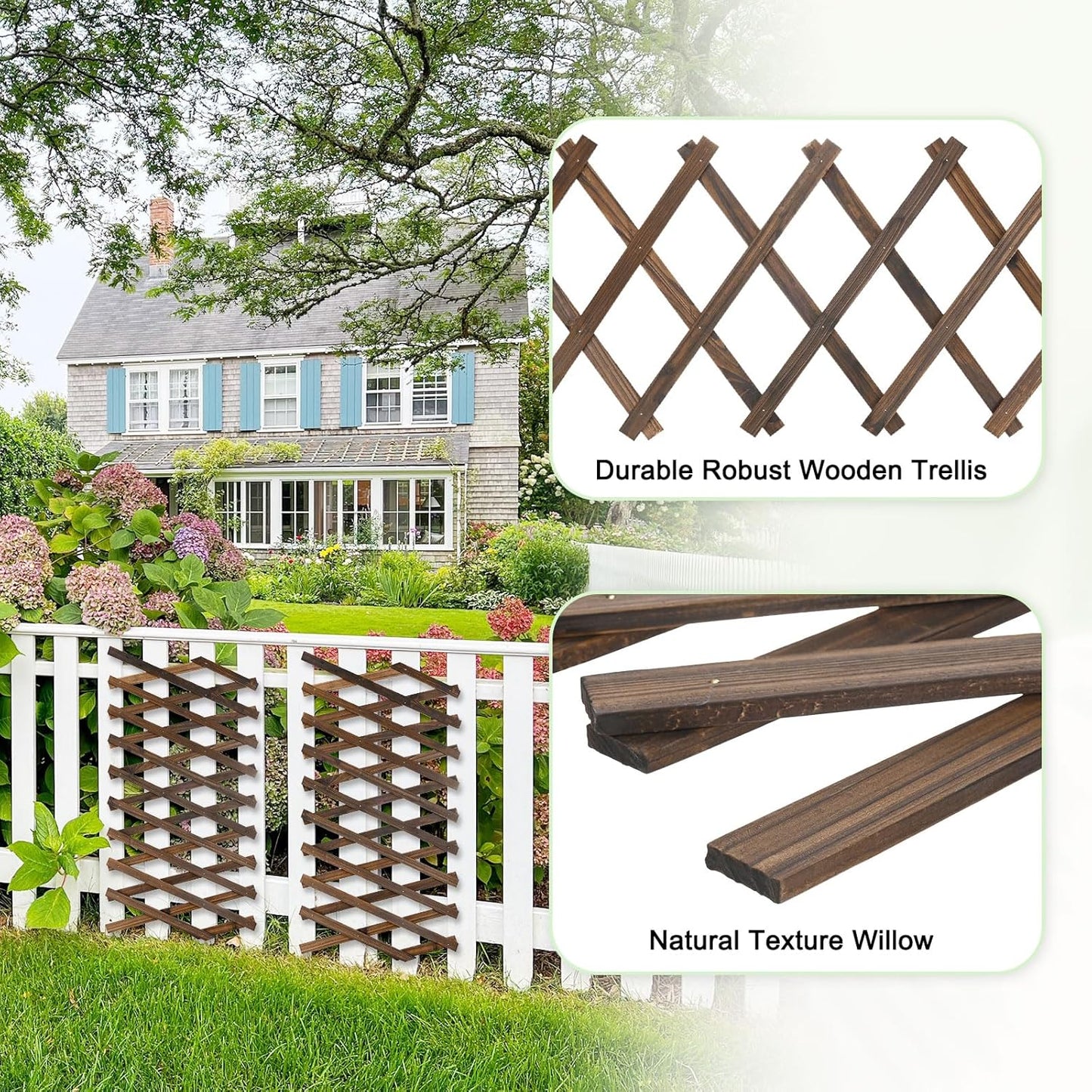 1-Pack Expandable Willow Trellis, 12" x 75" Wooden Lattice Panels Wall Fence for Outdoor Yard Climbing Plants Vine Balcony Patio Decor, Expandable Plant Support Trellis