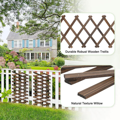 1-Pack Expandable Willow Trellis, 12" x 75" Wooden Lattice Panels Wall Fence for Outdoor Yard Climbing Plants Vine Balcony Patio Decor, Expandable Plant Support Trellis