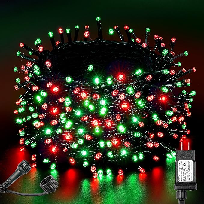 BlcTec Christmas Lights Indoor Outdoor 300 LED 108FT UL Certified Christmas Tree Lights with 8 Modes, Waterproof, Timer, End to End Connectable String Light for Trees, Patio Xmas Decor, Red Green