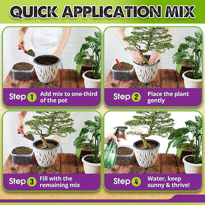 DUSPRO Recycle Premium Bonsai Soil Mix Ready to Use Pre-Mixed 5in1 with Akadama, Pumice, Vermiculite, and Peat Moss Professional Bonsai Potting Soil Mix 4 Qrt