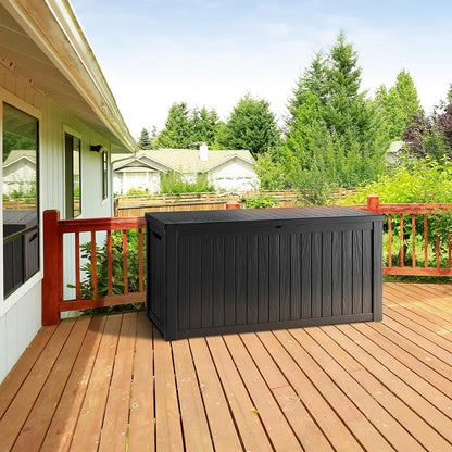 270 Gallon Lockable Resin Deck Box, Waterproof & UV-Resistant Outdoor Storage Box for Outdoor Cushion Storage, Garden Tools & Pool Accessories Storage, Black