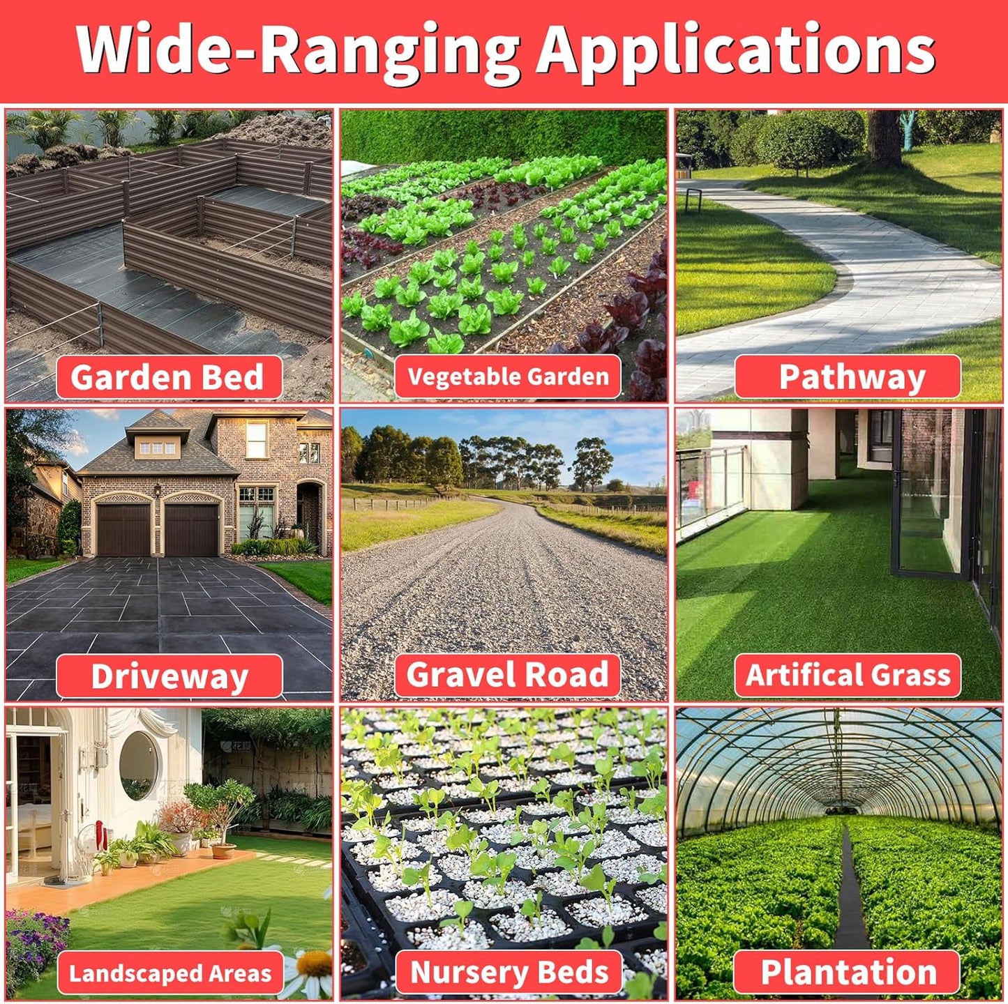 3ft x 250ft Landscape Fabric -Heavy Duty Weed Barrier Fabric for Landscaping, Weed Blocker Cloth,Geotextile Fabric for Garden, Driveway & Ground Cover, Garden Weed Mats,Grid Design