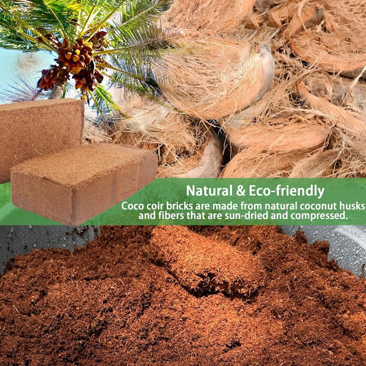 CJGQ Coco Coir for Organic Coconut Coir- 24 Pack Coco Coir Brick- Coconut Soil with Low EC & pH Balance-Coco Fiber for Herbs& Flowers- High Expansion-Renewable Coco Soil for Planting
