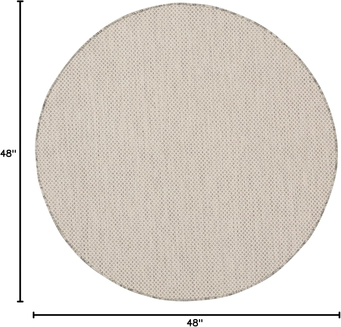 Nourison Home Courtyard Indoor/Outdoor Ivory/Silver 4' x Round Area Rug, Easy Cleaning, Non Shedding, Bed Room, Living Room, Dining Room, Backyard, Deck, Patio (4 Round)