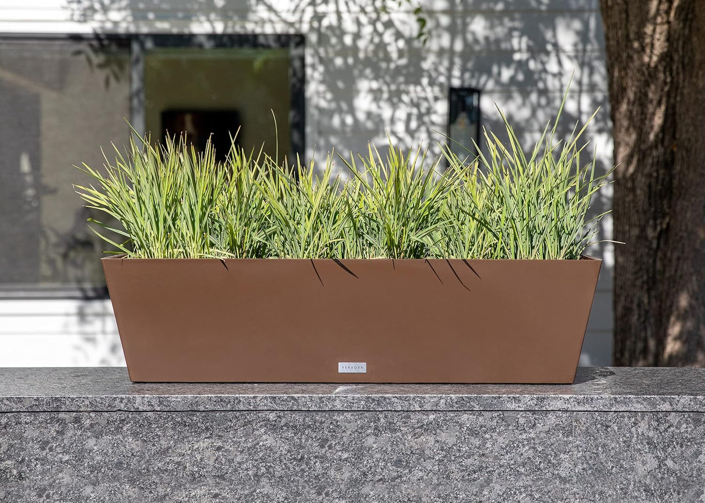 Veradek Pure Series Window Box Planter - Long Rectangular Planter for Indoor or Outdoor Windowsill/Balcony | Durable All-Weather Use with Drainage Holes | Modern Decor for Herbs, Small Plants, Flowers