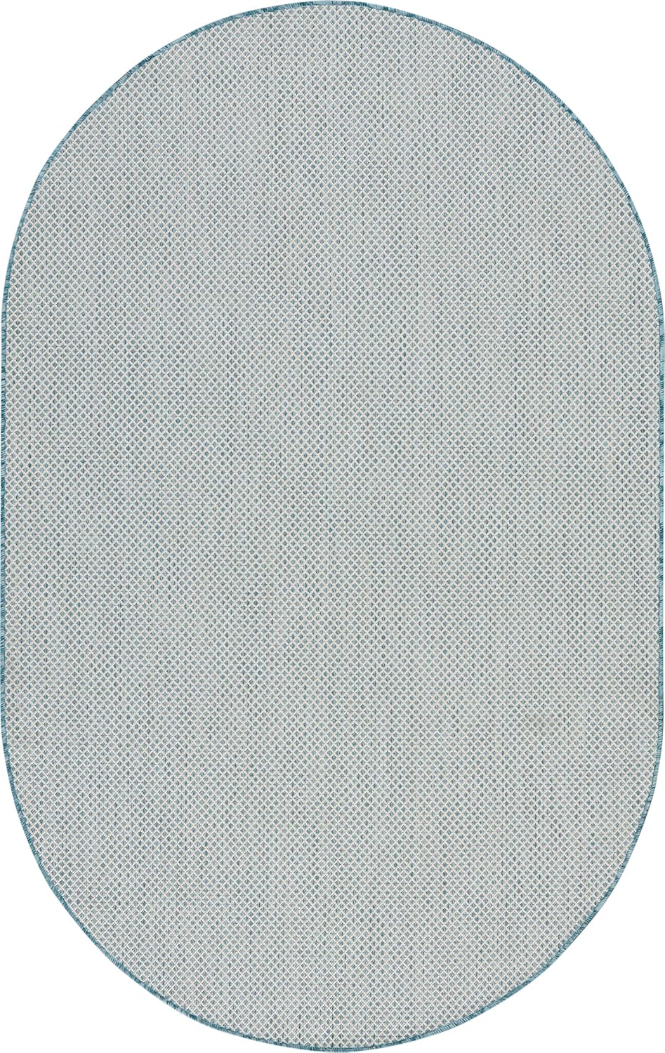 Nourison Home Courtyard Indoor/Outdoor Ivory/Aqua 5' x 8' Oval Area Rug, Easy Cleaning, Non Shedding, Bed Room, Living Room, Dining Room, Backyard, Deck, Patio (5x8 Oval)