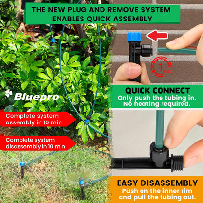 230FT Drip Irrigation System, Quick-Connect Automatic Garden Watering Misting System for Greenhouse, Yard, Lawn with 1/2 inch Hose, 1/4 inch Distribution Tubing, Drip Emitters, Connectors