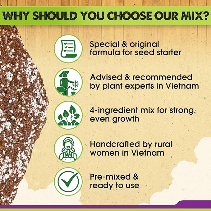 DUSPRO Recycle 8 QRT Seed Starter Soil Pre-Mixed Seed Starting Mix for Young Plant Seeds, Soilless Formula Moisture Retention, Aeration & Nutrient Seed Starting Soil 4in1