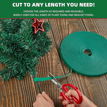 50 ft x 1/2 inch Reusable Plant Ties Roll for Indoor & Outdoor Plants, Non-Toxic Soft Garden Ties, Cut-to-Length Nylon Ties, Gentle Support for Climbing Plants, Tomato Peppers & Vines, Green