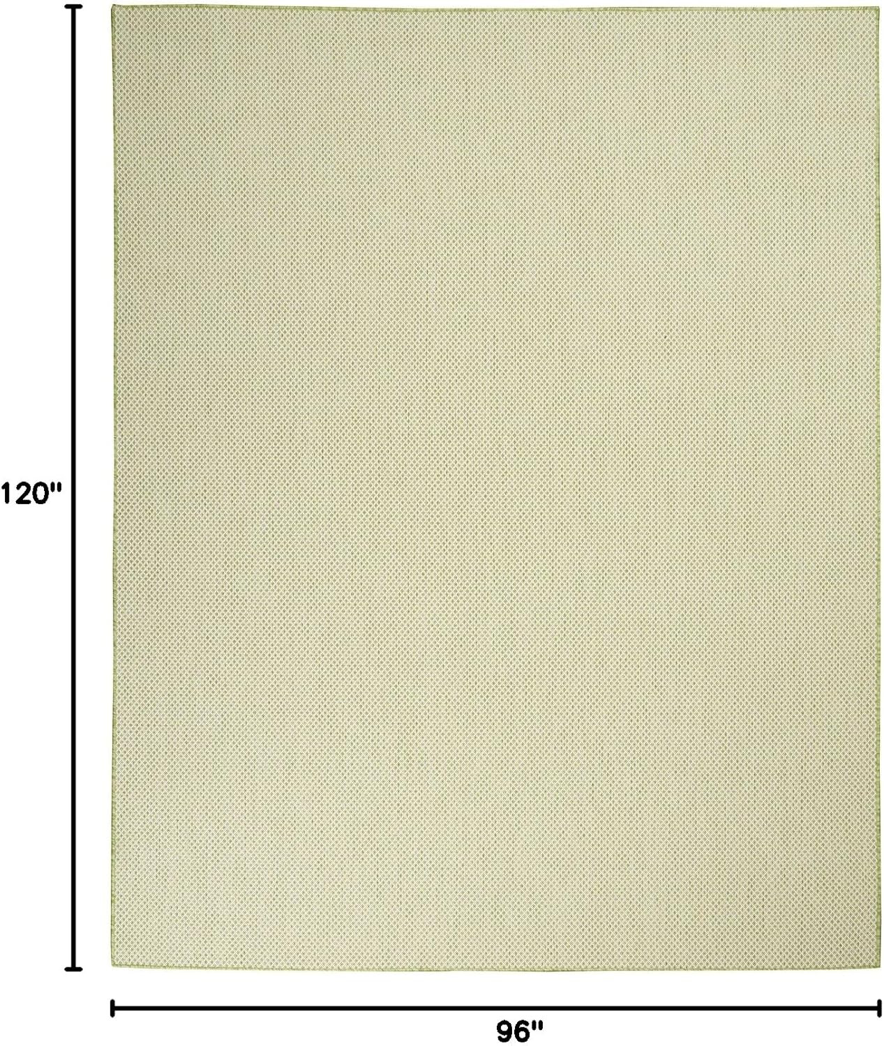 Nourison Courtyard Indoor/Outdoor Ivory Green 8' x 10' Area Rug, Geometric, Easy Cleaning, Non Shedding, Bed Room, Living Room, Dining Room, Deck, Patio, Backyard (8x10)