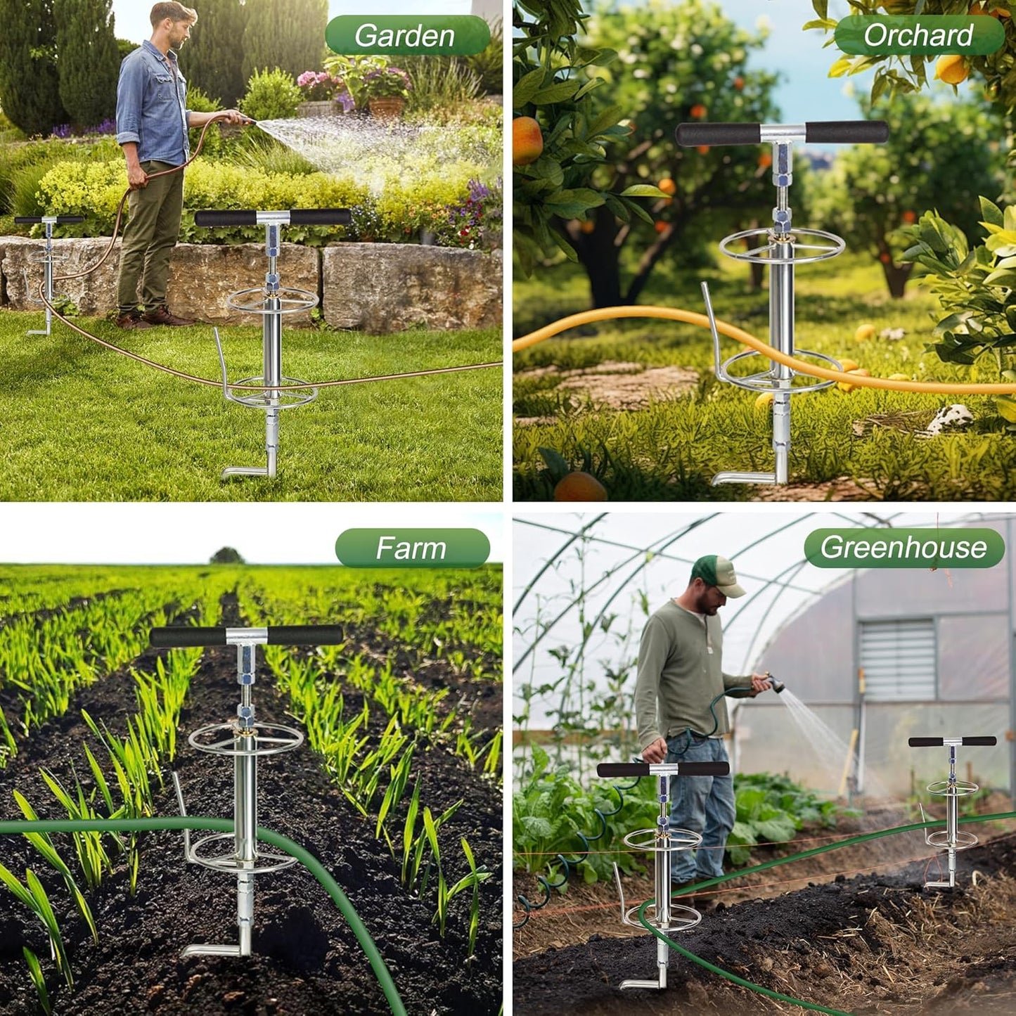 Walensee 32" Garden Hose Guide Spike Right Angle Hose Pulling Stand, Heavy Duty Metal Hose Reel for Garden Corner Auxiliary Watering Hose Reel, Lawn & Garden Watering Equipment, Plant Flower Protector