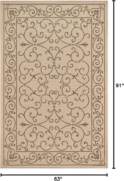 JONATHAN Y SMB106A-5 Charleston Vintage Filigree Textured Weave Indoor/Outdoor Beige/Brown 5 ft. x 8 ft. Area Rug, Classic,Easy Cleaning,HighTraffic,LivingRoom,Backyard, Non Shedding