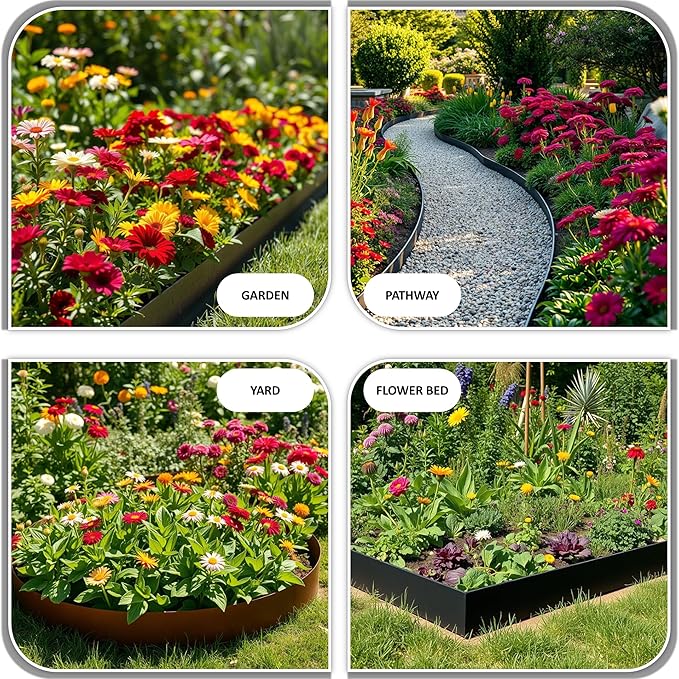 20ft (6-Pack) Cor-Ten Steel Landscape Edging – 40" x 8" Flexible Pre-Applied Rust Patina Garden Border