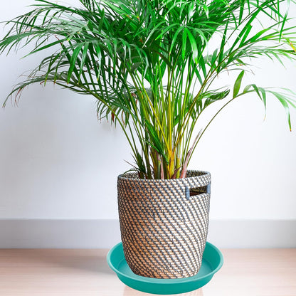 4 Pack of 14 inch Plant Saucers Bird Bath Bow Round, Plastic Plant Saucer Tray for Pots, White Planters for Indoor Plants, Plant Trays for Planter 12-15" (14", Teal)