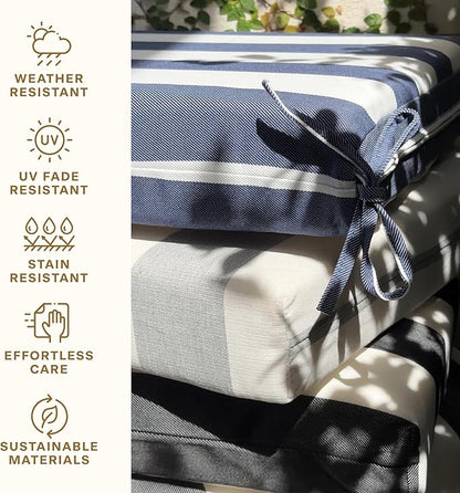 Honeycomb Outdoor Highback, 21 x 42, Medina Medallion Blue Chair Cushion for Patio Furniture