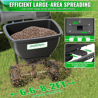 200LB Tow Behind Broadcast Spreader, Fertilizer Spreader Holds up to 550 lbs with 13" Pneumatic Tires and Adjustable Flow Control Lever,for Fertilizer, Grass Seed, Salt, Ice Melt, Lawn