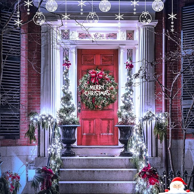 JMEXSUSS 2 Pack White Solar Christmas Lights, Total 200 LED 66 FT Solar String Lights Outdoor Waterproof, White Twinkle Light for Christmas Tree Outside Garden Yard Decor