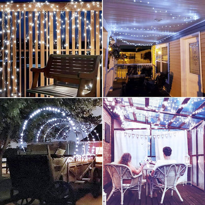 Joomer Solar Fairy Lights, 2-Pack Total 80FT 240LED Solar String Lights Outdoor Waterproof 8 Lighting Modes for Patio Fence Party Garden Yard Home Holiday Tree Outdoor Decoration (White)