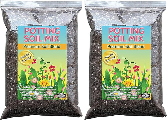Premium Potting Soil Mix with Peat Moss, Vermiculite, Perlite (Made in USA) (4 Dry Quarts) (Pack of 2)