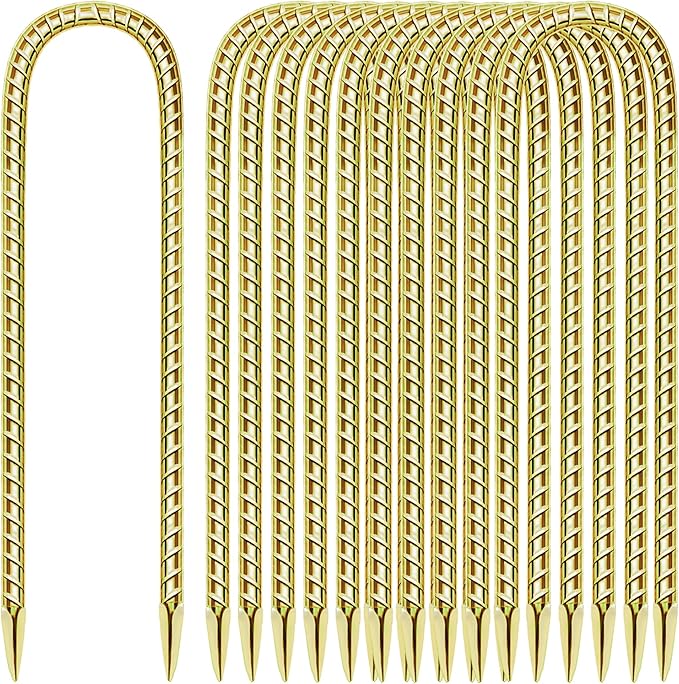11 Pack 12 Inch Rebar Stakes Anti-Rust Galvanized Steel U Shape Hook Strong Ground Anchors for Tents, Position Kits, Fences, Trampolines Landscape Fabric for Farm Garden
