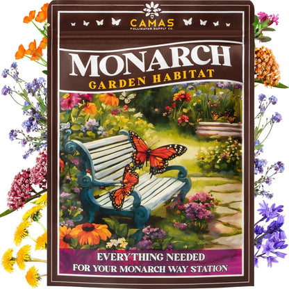 Monarch Butterfly Garden Kit with Milkweed Seeds–Perennial Flower Seeds to Plant Outside| 1/4 Pound Pure Bulk Wildflower Seeds | Garden Seeds for Attracting Pollinators | Seed Packets for Spring/Fall