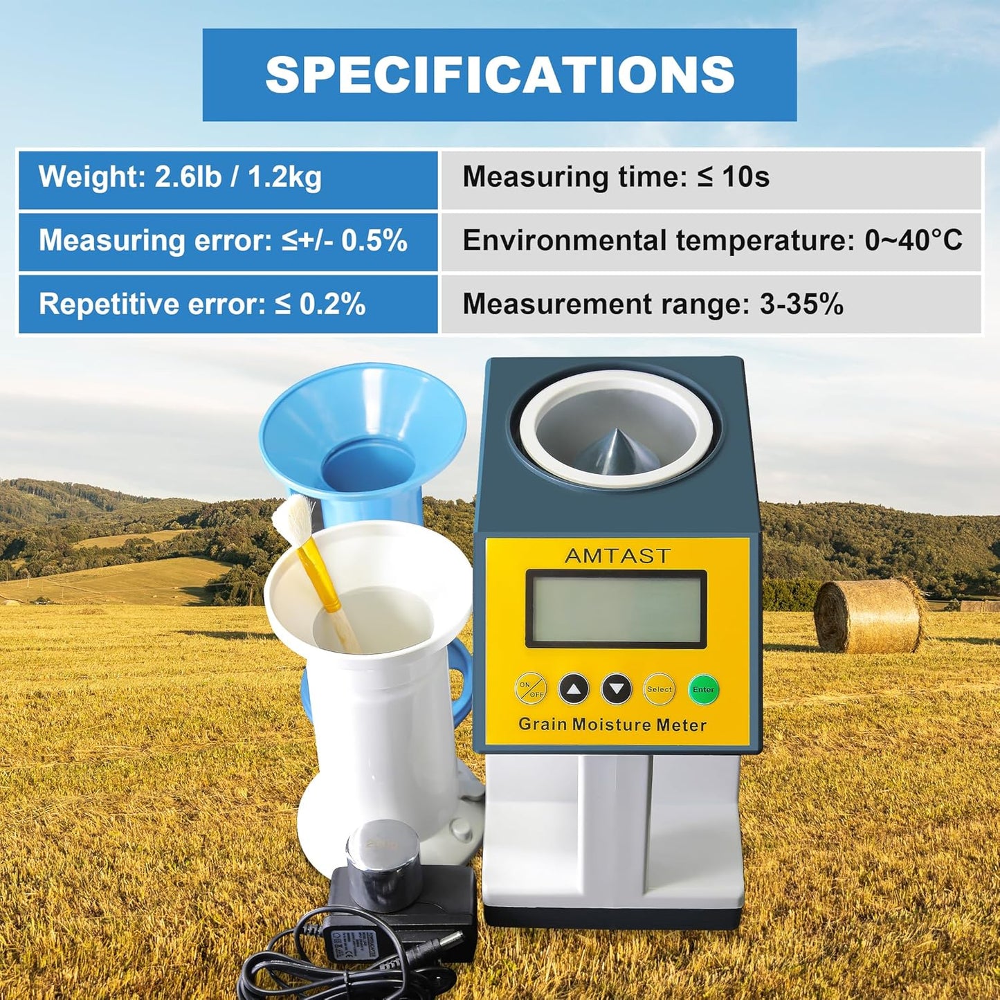 Grain Moisture Meter High Precision Grain Moisture Tester with Temperature Compensation Seed Moisture Meter for 24 Grains including Wheat, Soybean, Coffee and More