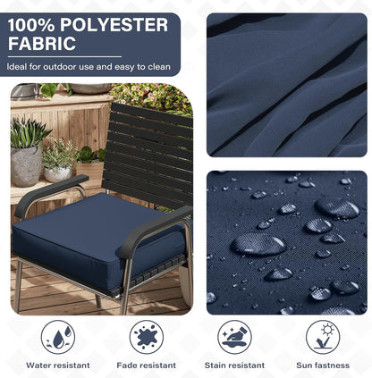 Patio Chair Cushions 24 X 24 X 5 Inch Waterproof Outdoor Seat Cushions for Patio Furniture, Outdoor Sofa Couch Pads with Ties & Handle, Set of 2, Navy Blue