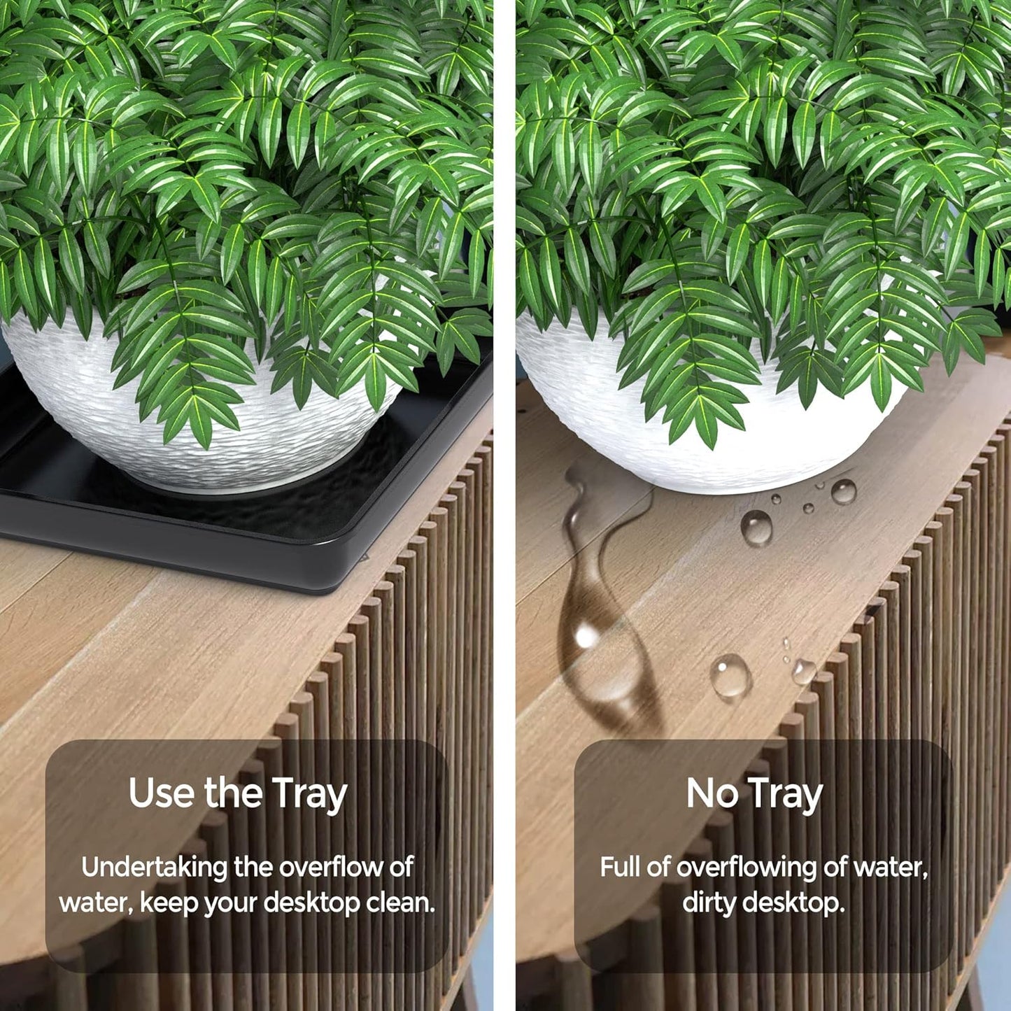 WAYNHUI Squared Plant Saucer 6/8/10/12/14/16/18Square Plastic Basin Tray Large/Small Water Receiving Tray (Black 6inch 5pack)