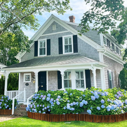 Worth Garden Wooden Short Fence Edging - Burnt Wood Finish Outdoor Lawn Landscape Edging - Flexible Decorative Border - Tree Fence - 11.8'' H x 42'' L - K624A05