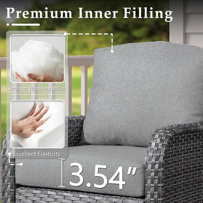 6-Piece Wicker Patio Furniture Set, All-Weather Rattan Conversation Bistro Loveseat Chair and Table Set for Backyard, Balcony and Deck with Soft Cushions and Metal Table(Dark Gray)