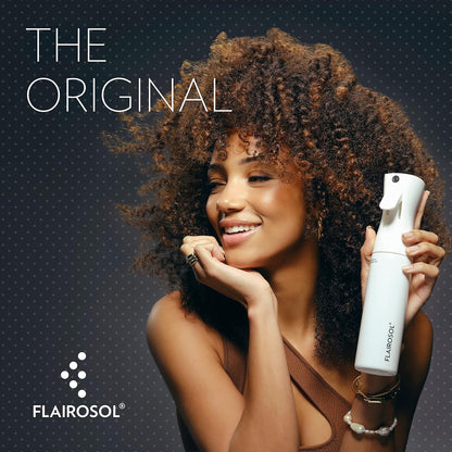 FLAIROSOL - The Original, Spray Bottle for Hair, Continuous Ultra Fine Water Mist Sprayer for Hairstyling, Barbers, Salons, Cleaning, Plants, 10.1oz/300ml (White Bottle-Coral Print)