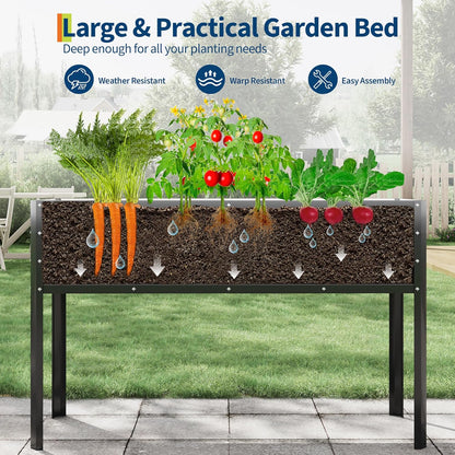 Galvanized Raised Garden Bed with Legs - 50×32×17In Metal Planter Box for Vegetables, Outdoor Raised Garden Beds Gardening, Durable Planter Raised Beds, Sturdy Planters for Outdoor Plants (Black)