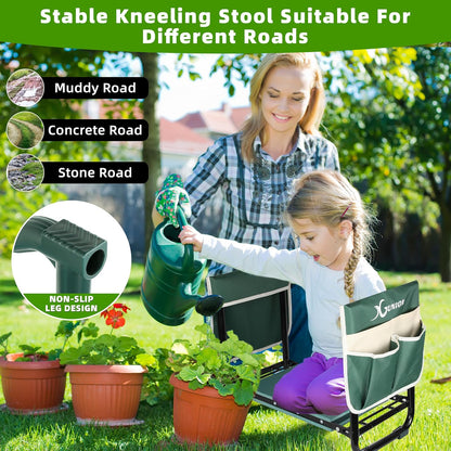 Garden Kneeler and Seat Gardening Stool Heavy Duty Garden Kneeling Bench with Handles Seat Bench Comes with Tool Pouch & Gloves Gardening Gifts for Seniors Women & Men (Green)