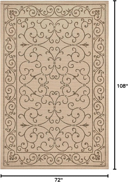 JONATHAN Y SMB106A-6 Charleston Vintage Filigree Textured Weave Beige/Brown 6 ft. x 9 ft. Indoor/Outdoor Area Rug, Pet Friendly, Non-Shedding, Stain Resistant, Easy-Cleaning for Backyard, Patio