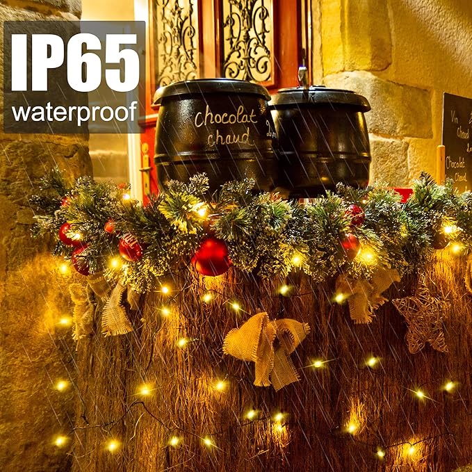 2 Pack-Solar String Lights, 78Ft 200 LED Solar Lights Outdoor with 8 Modes ，Solar String Lights Outdoor Waterproof for Yard, Fence,Balcony, Party,Christmas Tree Decorations (Warm White)